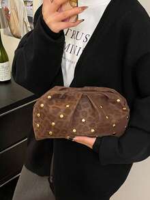 Yogodlns Women's Pleated Soft Cloud Dumpling Clutch Bag, Evening Bag, Vintage Design Phone Bag - Coffee - View 2