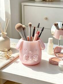 Creative 3D Printed Cartoon Puppy Shaped Pen Holder, Cute Bow Relief Design, Multi-Color Options, Universal Storage Container For Pens And Makeup Brushes, Fun Artistic Desktop Decor For Study And Vanity - Multicolor - View 7
