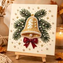 DIY Christmas Bell Pearl And Diamond Painting Set, Including Colorful Round Pearls And Rhinestones, Handmade Pearl And Diamond Art Set For Adults And Beginners, Holiday Gifts - Sets - View 2