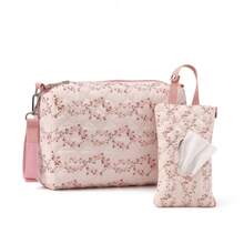 2Pcs Diaper Bag Diaper Clutch For Mom, Quilted Changing Bag Nappy Bag Travel Storage Bag For Baby Essential, Floral Baby Wipe Pouch For NewBorn Babies - Multicolor - View 8