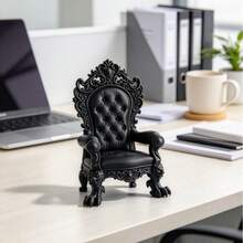1pc Gothic Style Mini Throne Ornament, Vintage Carved Black Throne, Miniature Realistic Chair, DIY Scene Accessory, Creative Desktop Decor Craft, 8.7*6.4cm - A - View 6