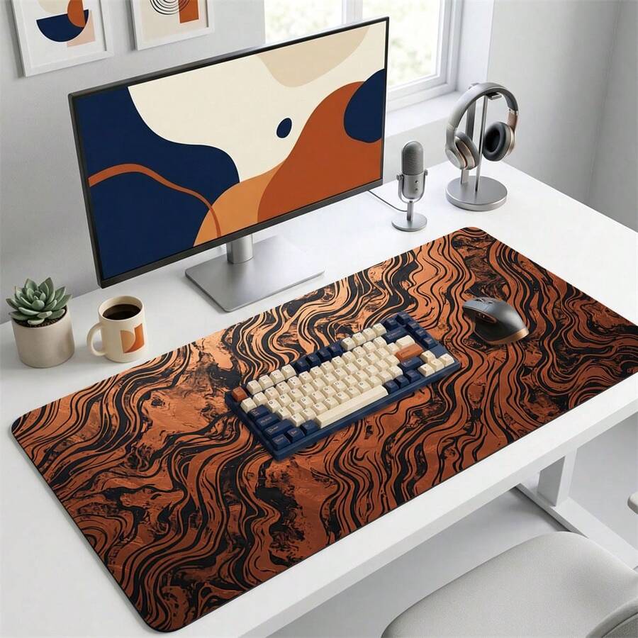 Alas Mouse Ekstra Panjang Motif Awan Cokelat, Desain Seni untuk Gaming, Kantor, dan Rumah, Hadiah untuk Teman dan Keluarga, Alas Karet, Alas Meja Belajar PC Laptop, Berbagai Ukuran, Alas Keyboard Komputer, Anti Selip - View 1