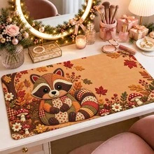 1pc Fall Raccoon Mouse Pad, Patchwork Woodland Animals, Mushrooms And Autumn Leaves Extended Desk Mat For Home Office And Gaming, Sizes S/M/L/XL - View 14