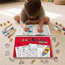 Tachimi 1pc Leisure Look & Find Activity Workbook, Hidden Object Puzzle Game & Coloring Worksheets, Great For Kids After‑School Relax, Parent‑Child Leisure Time, Long Journey & Party Giveaway - Multicolor - View 1