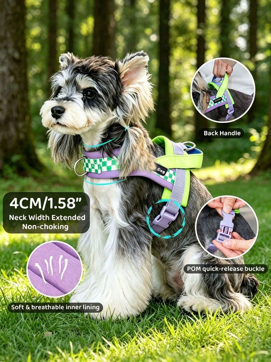 DomKim Saddle-Style Anti-Pull Dog Harness With Back Control Handle, Thick Soft Padded Escape-Proof Vest Harness, Adjustable Durable Pet Harness, Reflective Dog Walking Gear, Suitable For Small, Medium, Large Dogs For Outdoor Hiking And Daily Walks