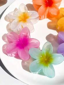 6pcs Women's Flower Hair Clip, Multi-Functional Lightweight Plastic Claw Clip, Suitable For Bathing, Washing Face, And Styling - Multicolor - View 3