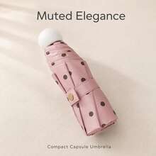 Fashion Capsule Polka Dot Compact Portable Black Vinyl UV Protection Sun And Rain Umbrella For Women - Polka Dot Capsules - View 10