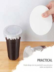 Haus Hana 50/100/500 PCS Bantalan Film Segel Cangkir Kopi Bulat – Anti Bocor, Pelapis Tutup Tahan Minyak untuk Teh Boba & Minuman - Putih - View 10