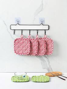 Haus Hana 2pcs/4pcs Heat Resistant Pot Holder, Checkered Square Insulation Pad, Multi-Functional Quilted Insulation Mat For Kitchen, Dining Room, Tabletop, Baking - Red - View 9