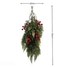 Christmas Hanging Decor Pine Branch, 50cm Red Berry Artificial Cypress Greenery, Maintenance-Free Winter Wall And Door Decoration, Christmas Hanging Ornament, Red Berry Decor, Artificial Winter Greenery - Green - View 13