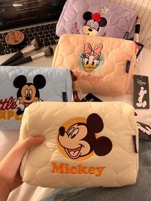 5 Styles/Disney Mickey Mouse Multi-Color Large Capacity Cute Cartoon Sweet Portable Embroidered Storage Bag, Durable Zipper Design, Suitable For Girls Outings, Commuting, Travel, School, Office Storage Of Cosmetics Or Stationery And Other Small Items, Perfect Gift For Halloween, Christmas, Birthday, Valentine's Day For Friends And Family (Randomly Sent) - Multi-color (Style Randomized) - View 1