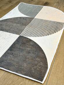 Pinkie Home - 1pc Asymmetrical Irregular Shape Beige Rug - Modern Aesthetic, Machine Washable, Non-Slip - Suitable For Hallway, Kitchen, Bedside, Bedroom, Living Room, Bathroom - Home Decor - Mocha Brown - View 4