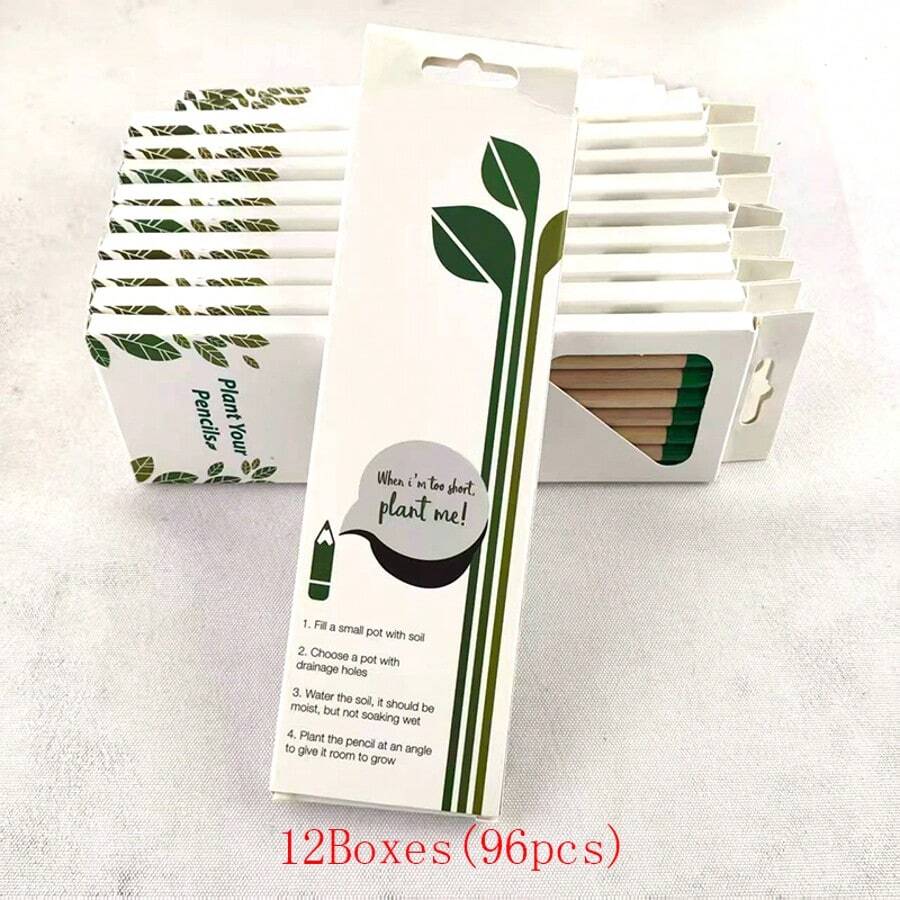 PLANT FUN HB Unsharpened Graphite Plantable Wooden Pencils Growing Pencil | 8pcs Per Pack