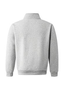 Men's Minimalist Stand Collar Zip-Up Jacket, Casual Commuter Everyday Versatile Outerwear For Autumn/Winter - Grey - View 3