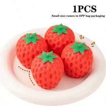 1 Cute Large Strawberry Squeeze Toy, Slow Rebound Stress Relief Toy, Cheese Squeeze Toy, Dumpling Squeeze Toy, Fidget Toy(Small Size Comes In OPP Bag Packaging) - Multicolor - View 5