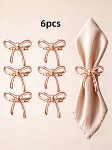 2-12pcs Metal Bow Napkin Rings, Luxury Round Metal Napkin Holders, Wedding, Party And Holiday Banquet Table Decor - Rose Gold - View 16