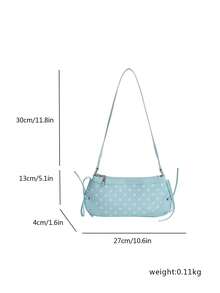 Baguette Bag PU Material Waterproof Wear-Resistant Autumn/Winter Accessory - Blue - View 5
