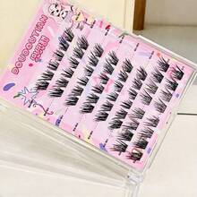 DOUDOUTIAN 52 Clusters Star Candy Manga 6D Layered Lash Clusters, C Curl Gradient Length 7-12mm, Natural Salon Grafting Effect, Drooping Tail Wild Wispy Lashes, Reusable, Create Manga Big Eyes - C - View 6