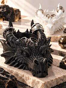 1pc Gothic Dragon Head Jewelry Tray, Dark Aesthetic Ring And Necklace Storage Rack, Desktop Organizer And Decorative Storage, Suitable For Vanity, Home Decor - Faucet Storage - View 2