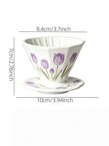1pc 10-Sided Tulip Ceramic Coffee Filter, Reusable Handmade Pour-Over Origami Cone Filter, Slow Brew Coffee Accessory, Suitable For Home, Cafe, Restaurant - Multicolor - View 9