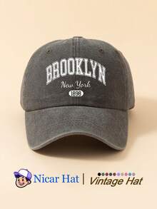 1pc Saudi Arabia Pattern Printed Vintage Washed Men's Baseball Cap With 'BROOKLYN 1898 NEW YORK', Lightweight Comfortable Adjustable Multi-Functional Baseball Cap, Unisex Trucker Hat Suitable For Daily Outings, Outfits, Holiday Parties And More - A - View 9