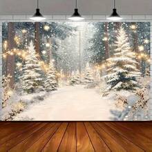 2D Backdrop [Dreamy Christmas Forest] Creates A Winter Wonderland Atmosphere, A Must-Have Backdrop For Holiday Parties, Incorporating Snowflake And Pine Tree Elements, Making Your Christmas Party - 6 - View 5