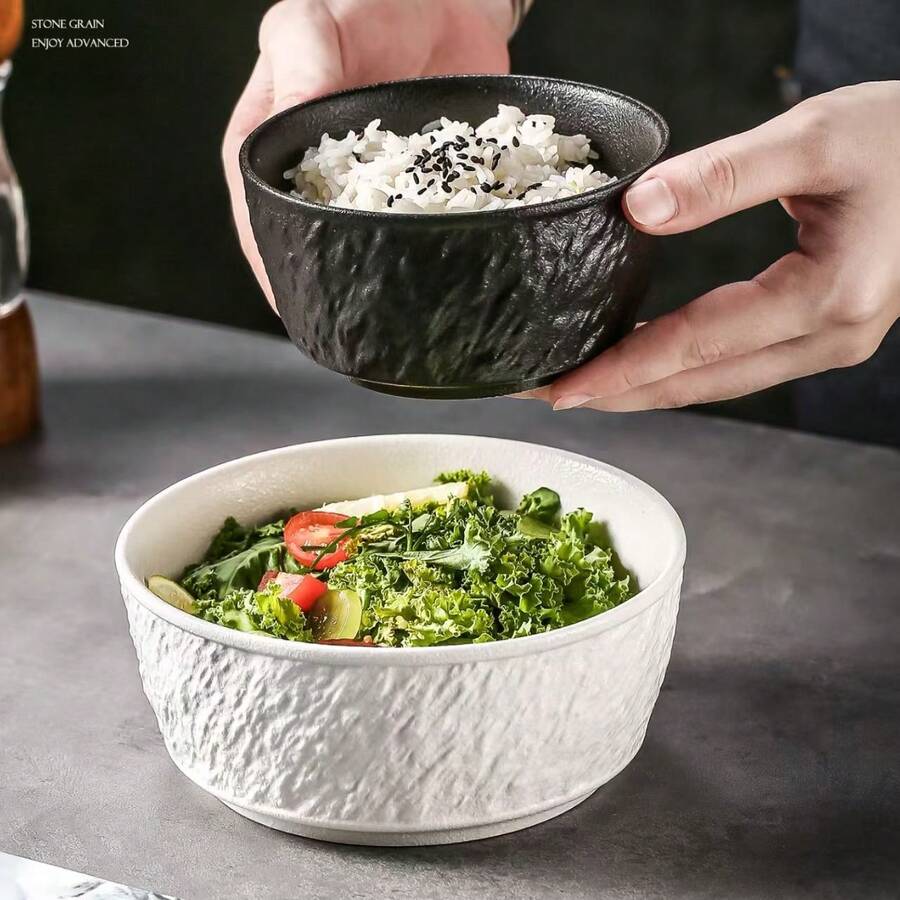 2 bát cơm gốm phong cách Nhật Bản đẹp mắt, mẫu mới 2024, bát cá nhân dùng bàn ăn - Nhiều màu - Xem 1