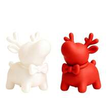 2pcs Christmas Reindeer Figurines - Cute Cartoon Deer Statues With Antlers, Suitable For Bookshelf, Desktop, Mantel Decoration, Plastic Holiday Decor For Christmas Tree, Ideal Gift - Multicolor - View 10