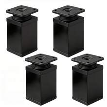 4pcs Adjustable Furniture Legs, Square Furniture Riser Legs/Legs, Heavy Duty Table Leg Extension, Metal Cabinet Feet; Suitable For Coffee Table, Cabinet, Desk, Sofa And Shelf; Non-Slip Base - Black - View 7