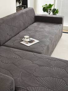 1 buah Sarung Sofa Fleece Elastis Motif Daun Cokelat, Gaya Modern Nordik, Serat Poliester, Anti Debu, Anti Selip, Tebal, Pelindung Sofa, Cocok untuk Sofa 1/2/3/4 Dudukan, Dekorasi Sofa Sepanjang Musim - Dark Grey - View 1