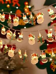 1PC LED Santa Claus Christmas Tree Snowman String Lights, Fairy Lights, Christmas String Lights - Battery Powered (Batteries Not Included) Suitable For Christmas, Christmas Tree Decoration, New Year, Home, Party, Indoor/Outdoor, Bedroom - Multicolor - View 2
