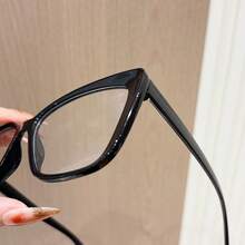 1pc New Large Frame Casual Minimalist Transparent Personalized Versatile Slimming Glasses - Black - View 6