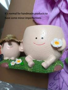 Hand-Holding Creative Cartoon Figurine Combination Indoor Desktop Green Plant Succulent Potted Plant Decoration Flower Pot - A - View 9