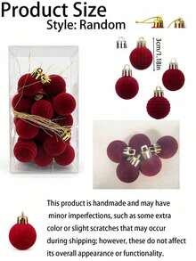 30/60pcs Burgundy Velvet Christmas Ball Ornaments, Felt Material, Shatterproof Christmas Tree Hanging Decorations, Christmas Tree Decor Set, Suitable For Winter Party And Christmas Decoration - Burgundy - View 6