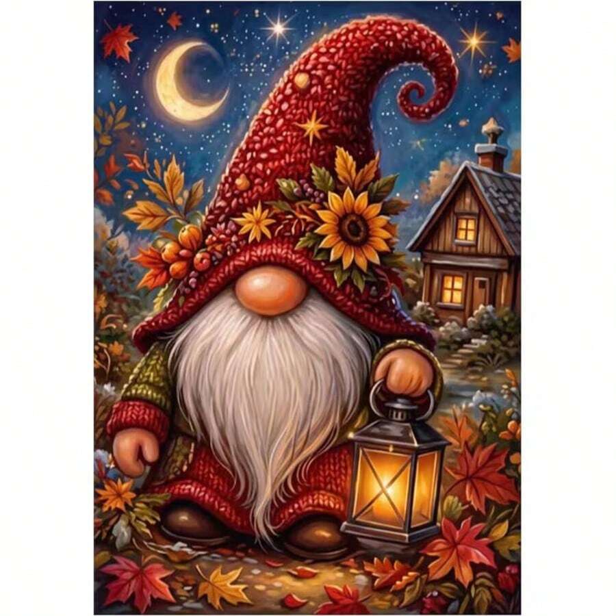 1PC DIY 5D Diamond Painting Kit Gnome Pattern - Round Full Diamond Art Mosaic Craft, Home Wall Decor, Unframed - No Frame - View 1