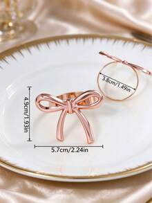 2-12pcs Metal Bow Napkin Rings, Luxury Round Metal Napkin Holders, Wedding, Party And Holiday Banquet Table Decor - Rose Gold - View 13