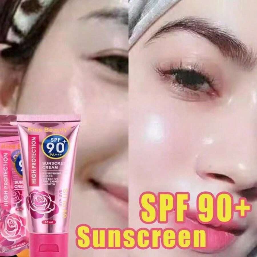 SPF 90 防曬乳 6 入組，高防護美白臉部與身體防曬乳液，清爽不油膩 UV 防護，旅行裝 6 X 60ml