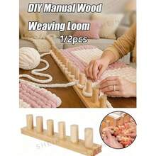 1/2pcs Manual Wooden Knitting Loom - Suitable For Hand Knitting, Crochet And Weaving, Multi-Functional Textile Tool For Making Thick Blankets, Scarves And More, No Electricity Required, Easy To Operate, Hand Knitting Machine (Product Accessories Randomly Shipped, Quantity Random) - Multicolor - View 4