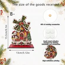 Wooden Rotating Christmas Windmill Ornament, Vintage Gingerbread House Snowman Christmas Tree, Interactive Rotating Desktop Christmas Decor Gift - A - View 12