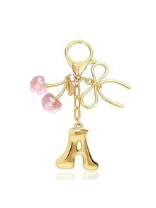10pcs Women's Cherry Bow Letter Pendant Keychain, Cherry Shape, Bow Decor, Casual Style, Can Be Used As Wallet, Handbag And Backpack Accessory, Bag Charm Keychain, Student Car Keychain, Cherry Bow Keychain - Multicolor - View 8