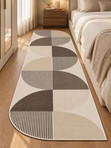 Pinkie Home - 1pc Asymmetrical Irregular Shape Beige Rug - Modern Aesthetic, Machine Washable, Non-Slip - Suitable For Hallway, Kitchen, Bedside, Bedroom, Living Room, Bathroom - Home Decor - Mocha Brown - View 2
