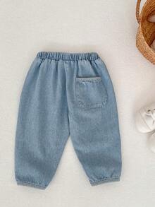 Baby Jeans Pants, Cute Unisex Baby Girl Denim Trousers, Versatile Casual Long Pants, Fashion Carrot Pants, Suitable For Spring And Autumn - Light Wash - View 3