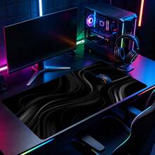 Alas Meja Seni Cair Gelombang Hitam Abstrak, Alas Mouse Gaming, Alas Mouse XL Panjang dengan Tepi Jahitan dan Alas Karet Anti Selip, Alas Meja Keyboard Besar untuk Gamer, Kantor, dan Dekorasi Rumah, Hadiah Ulang Tahun dan Natal yang Sempurna - View 2