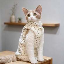 Pakaian Kucing Jerman Musim Gugur/Dingin Rompi Jaket Korduroi untuk Kucing Tanpa Bulu, Kucing Abyssinian, Kucing Siam, Nyaman dan Hangat - Putih - View 8