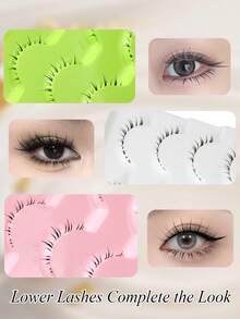 5 Pairs Clear Stem Lower Eyelashes, 3 Different Styles, Natural Lightweight Voluminous Manga Style False Lower Lashes, Soft Lightweight Comfortable, Suitable For Beginners, Perfect For Daily, Cosplay, Party And Holiday Makeup - View 6