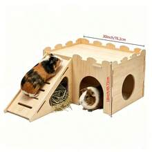 Rumah Hewan Peliharaan Berbentuk Perosotan Ekstra Besar, Dapat Digunakan Sepanjang Musim, Cocok untuk Hamster, Hamster, Landak, Kelinci, Guinea Pig, dan Hewan Peliharaan Kecil Lainnya, Tempat Bermain dan Beristirahat yang Menyenangkan dengan Sarang Terintegrasi - Satu-Ukuran - View 4