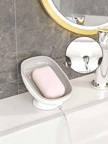 1pc Kitchen Suction Cup Soap Holder, Bathroom No-Drill Soap Dish, Quick Drainage No-Water-Accumulation Soap Rack, Suction Cup Draining Storage Tray, Home Soap Storage Box Bathroom Tray, Bathroom Kitchen Soap Holder, No-Drill Suction Cup Soap Rack, Bathroom Sink Washbasin Storage Tray, Drainage Draining No-Water-Accumulation Soap Dish Soap Holder - Soap Dish - View 3