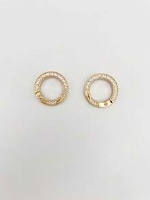 2/6/10pcs Exquisite Rhinestone O-Shaped Open Ring Bag Accessories, Premium Gold Round Buckle, Metal Round Spring Clasp Key Ring, Suitable For Handbag And Wallet Decoration, Keychain Replacement DIY Handmade Accessories - Multicolor - View 8