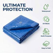 Light Duty Tarp, 3.5Mil Thick Camping Tarp For Storage Cover, All-Weather Light Duty Upgraded , Camping DIY Home Cover. Blue Tarpaulin. - A - View 1