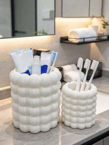 2pcs/1pc Bubble Makeup Brush Holder, Ins Cream Style Desktop Cosmetic Organizer, Vanity Makeup Display Rack, Large Capacity Multi-Functional Pen Holder, Bathroom Desktop Storage Container For Home Decor - Multicolor - View 5